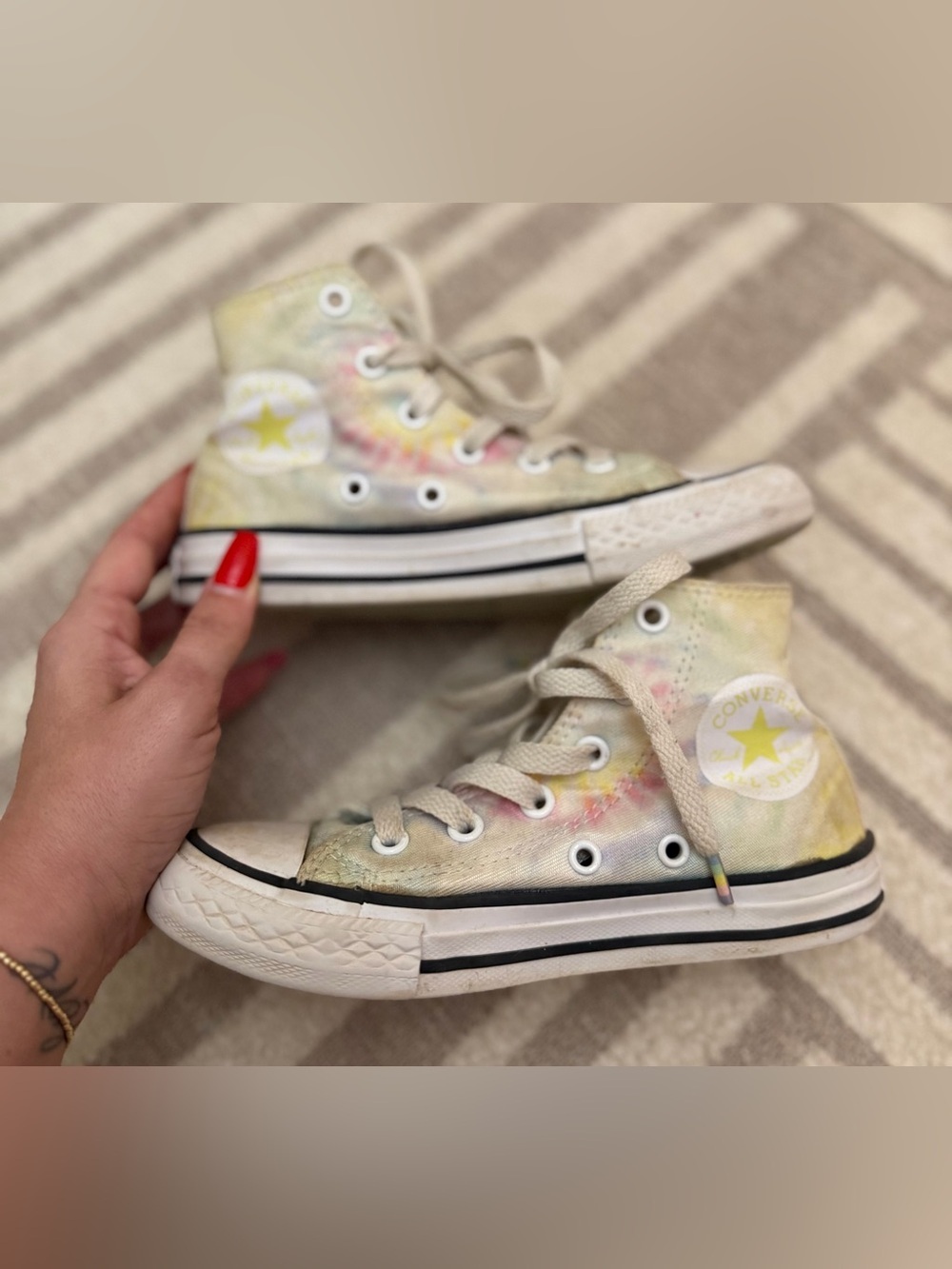 Girls Pastel Tie-Dye Converse Chuck Taylor All Star High Top Sneakers - Size 12